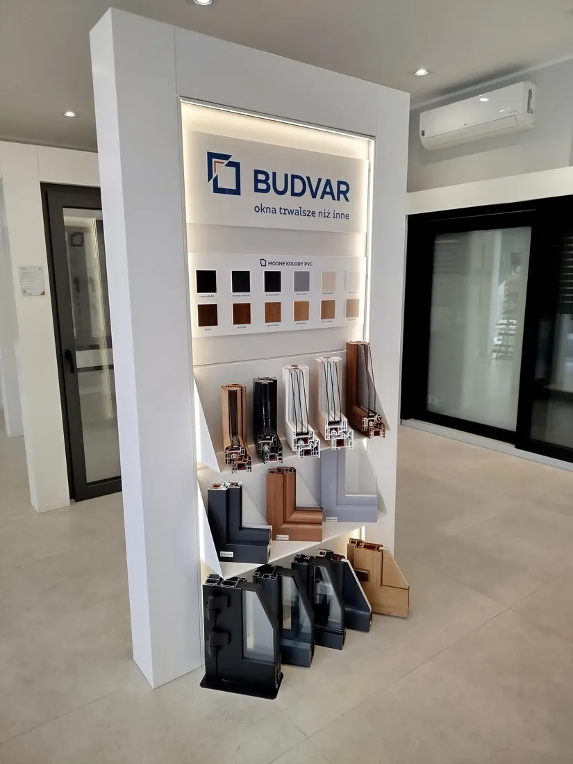 Przekroje profili i wzornik kolorów — Salon Budvar Łódź
